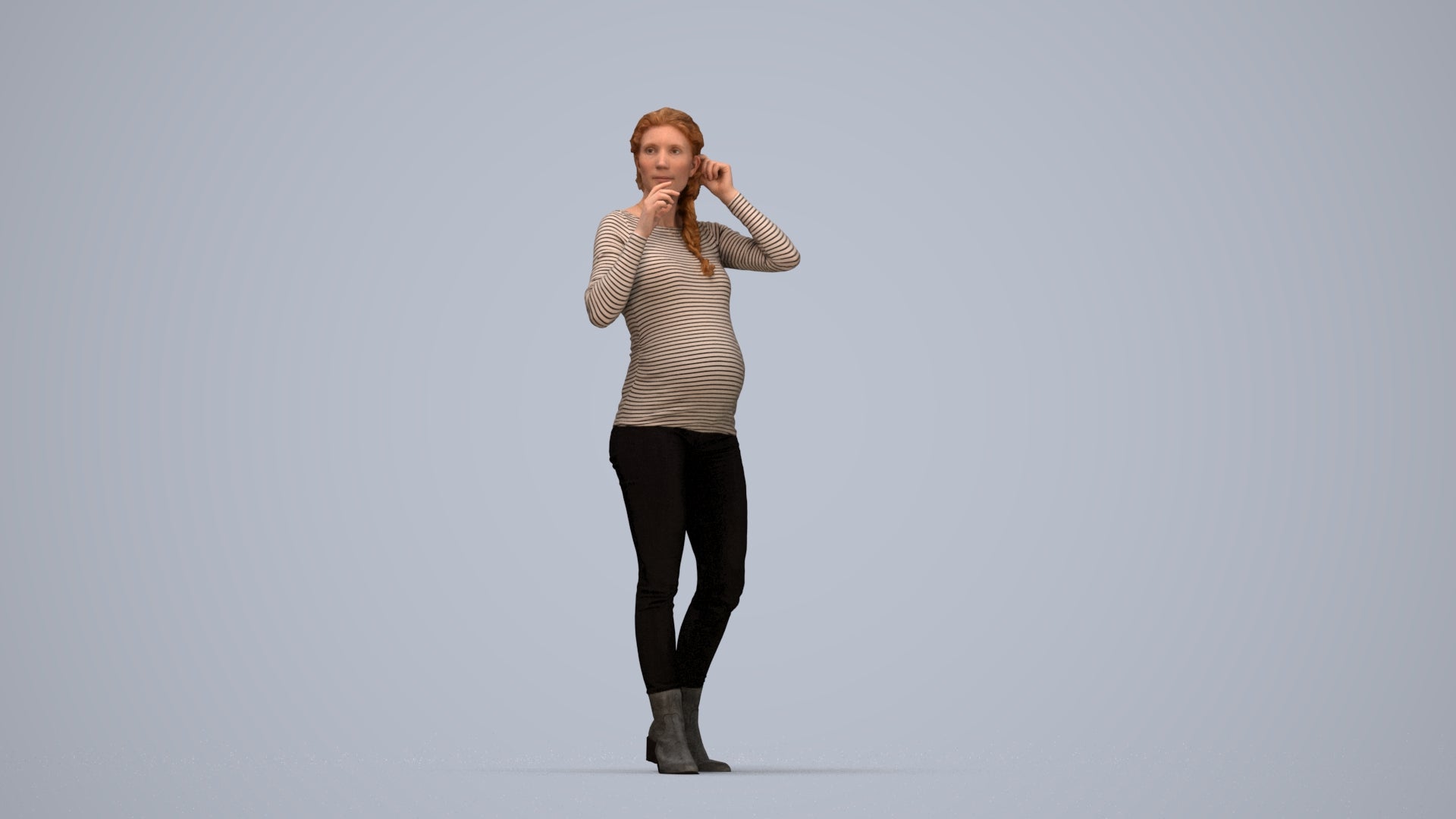 realistic 3D human woman casual walking, archviz people FBX OBJ for Blender, top-down view render