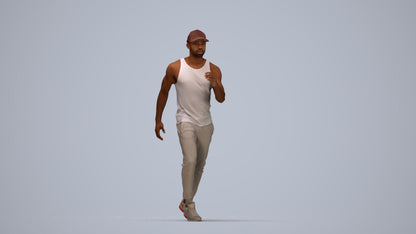 photogrammetry 3D man casual walking, realistic human model archviz FBX, top-down view render