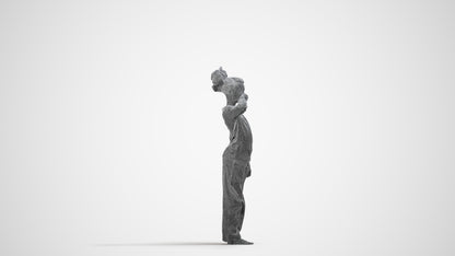 3D people model girl kids, scanned human for 3ds Max rendering, wireframe side view