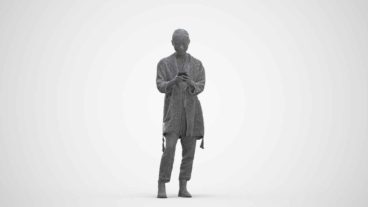 realistic 3D people woman casual standing, render-ready for V-Ray and Corona, FBX OBJ, three-quarter front view render
