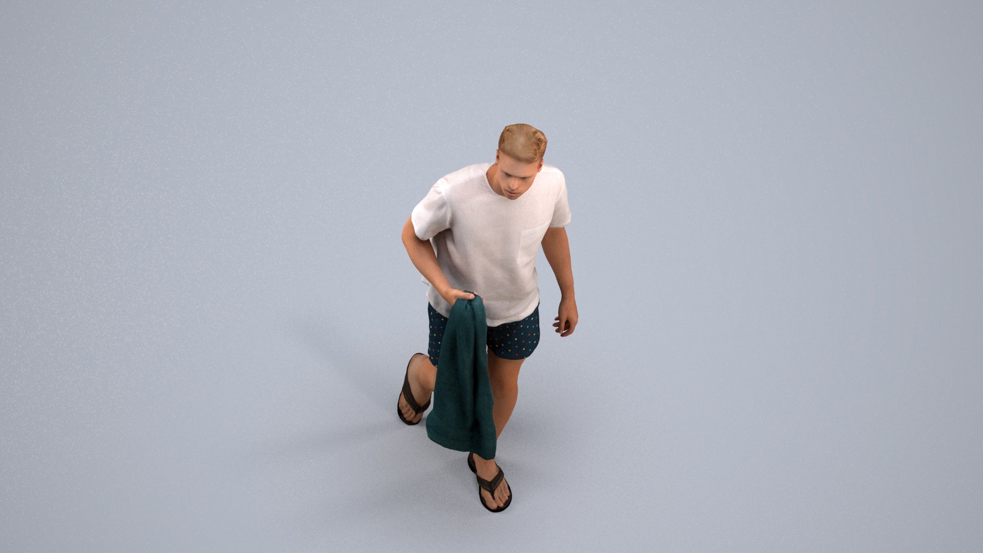 scanned 3D man walking, photogrammetry people for Enscape and V-Ray, back view render