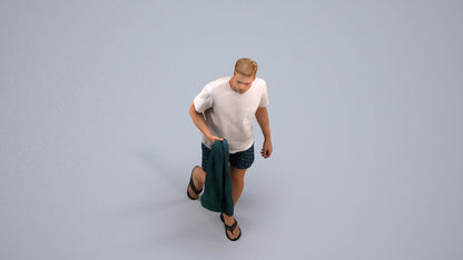 scanned 3D man walking, photogrammetry people for Enscape and V-Ray, back view render