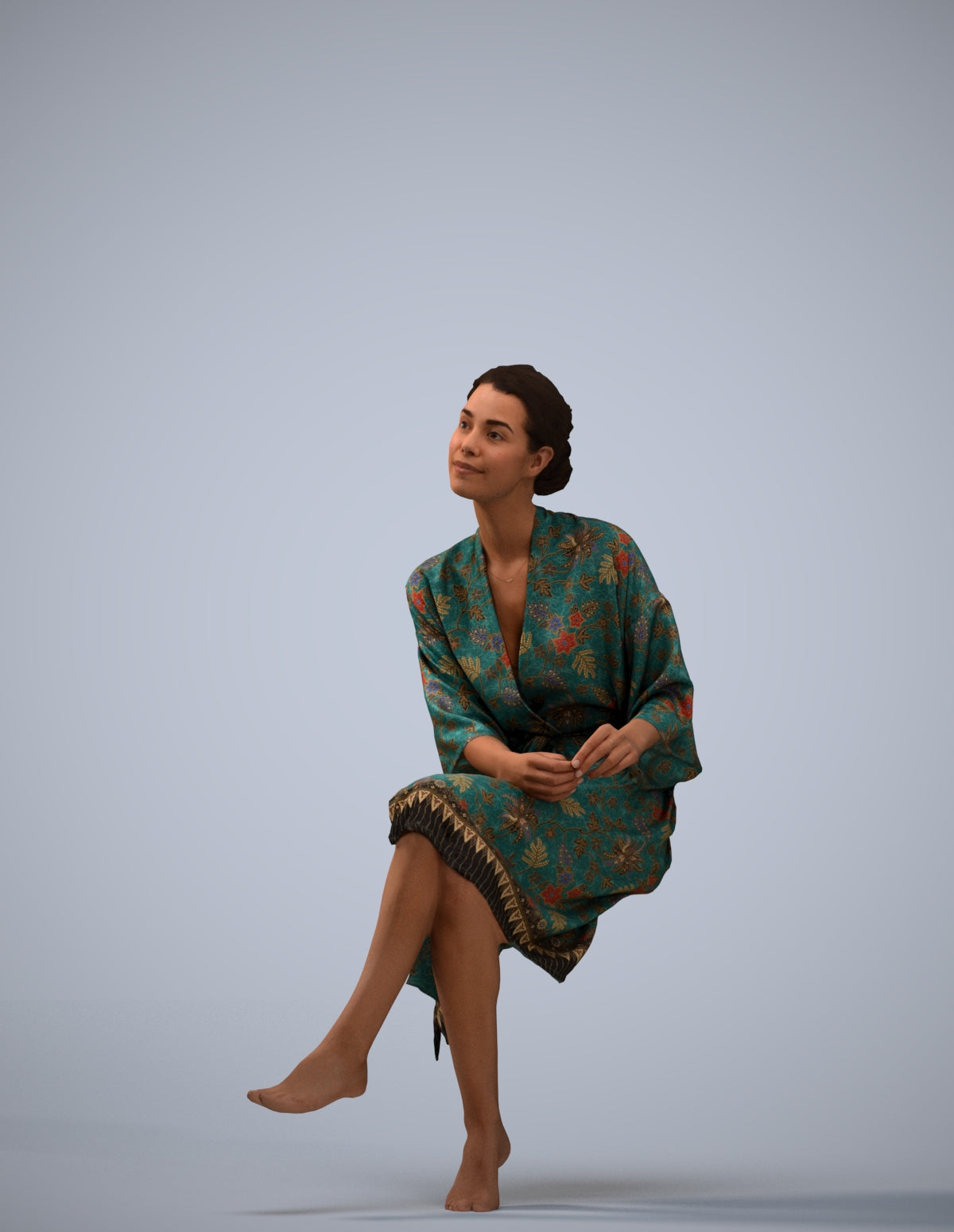 3D scanned woman bathroom, photorealistic archviz people for Enscape and SketchUp
