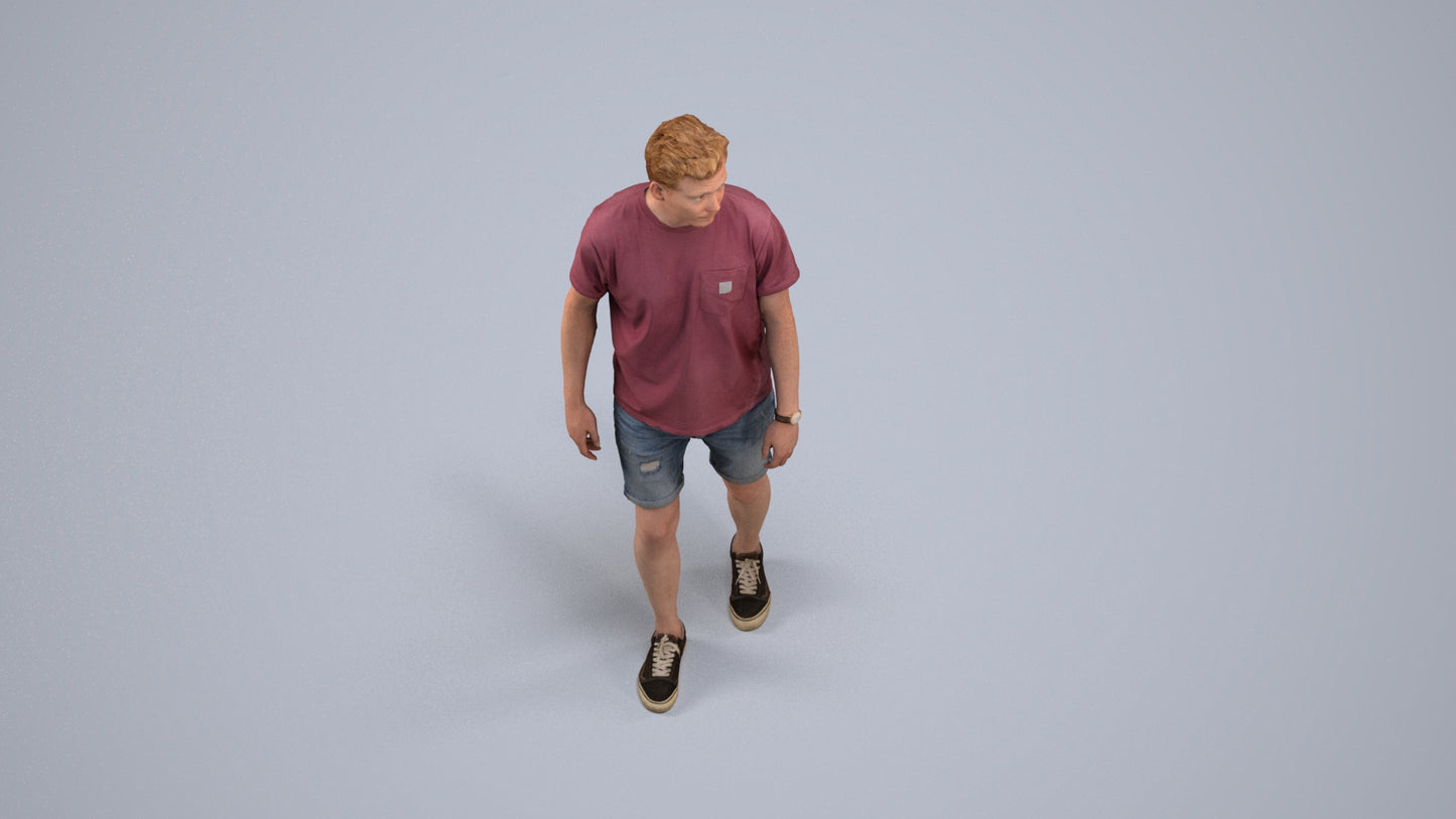 scanned 3D man casual walking, photogrammetry people for Enscape and V-Ray, back view render