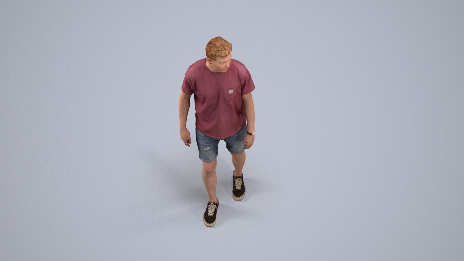 scanned 3D man casual walking, photogrammetry people for Enscape and V-Ray, back view render