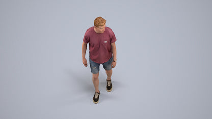 scanned 3D man casual walking, photogrammetry people for Enscape and V-Ray, back view render