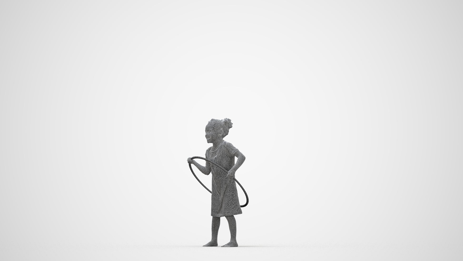 realistic 3D people girl casual kids, render-ready for V-Ray and Corona, FBX OBJ, wireframe back view