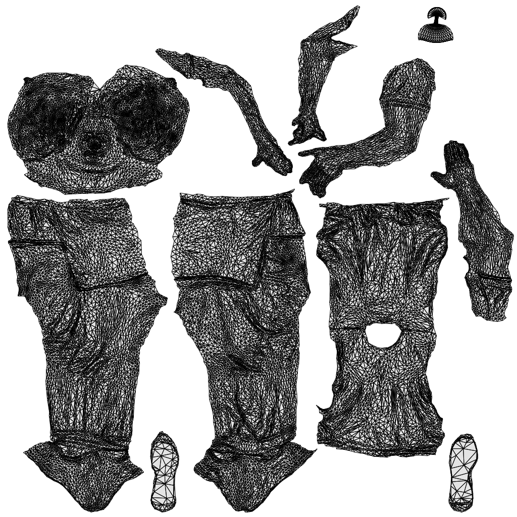 scanned 3D man hospitality, photogrammetry people for Enscape and V-Ray, wireframe top-down view