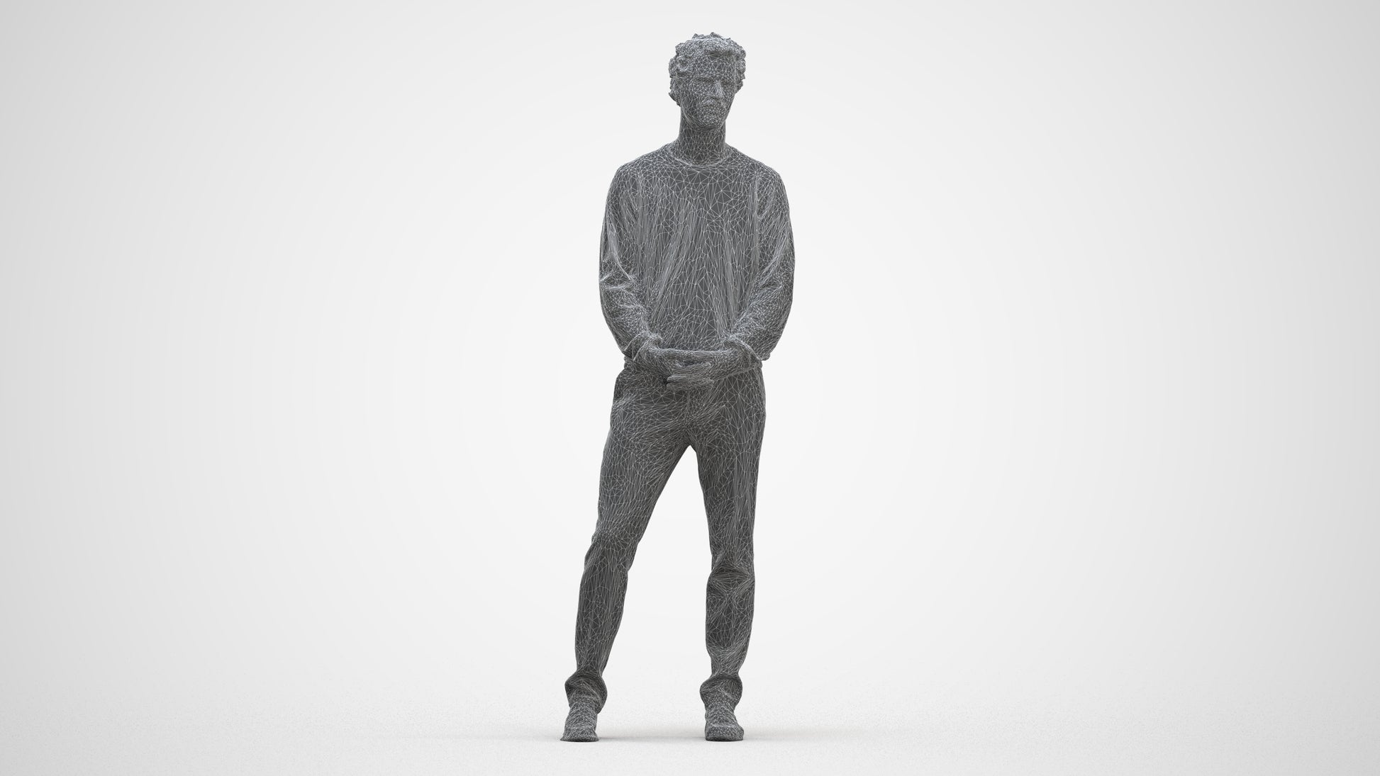 scanned 3D man casual standing, photogrammetry people for Enscape and V-Ray, three-quarter front view render