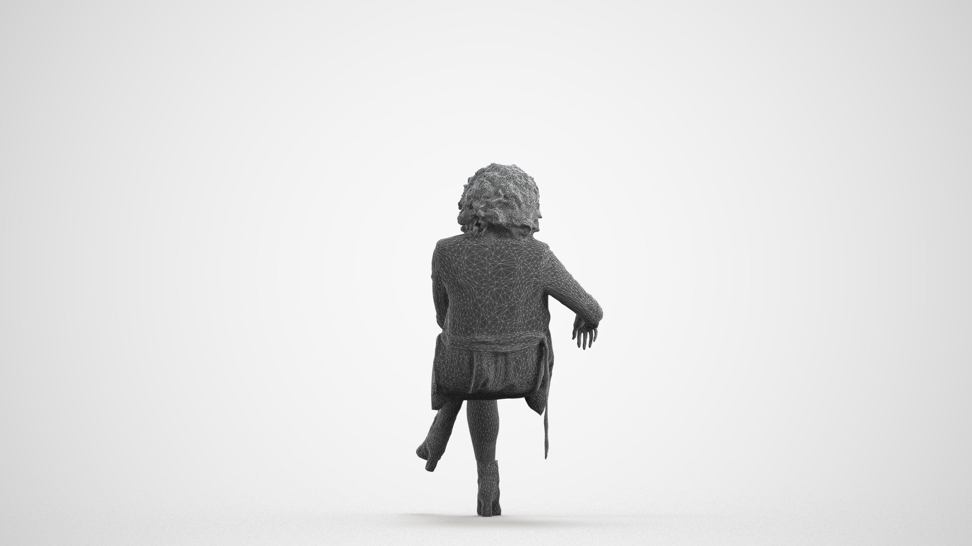 photogrammetry 3D woman business sitting, realistic human model archviz FBX, wireframe front view