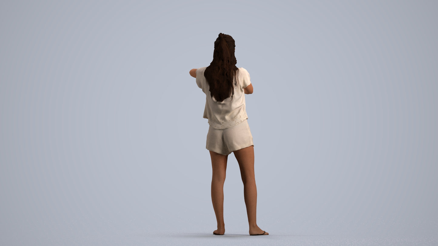 realistic 3D people woman casual standing, render-ready for V-Ray and Corona, FBX OBJ, front view render