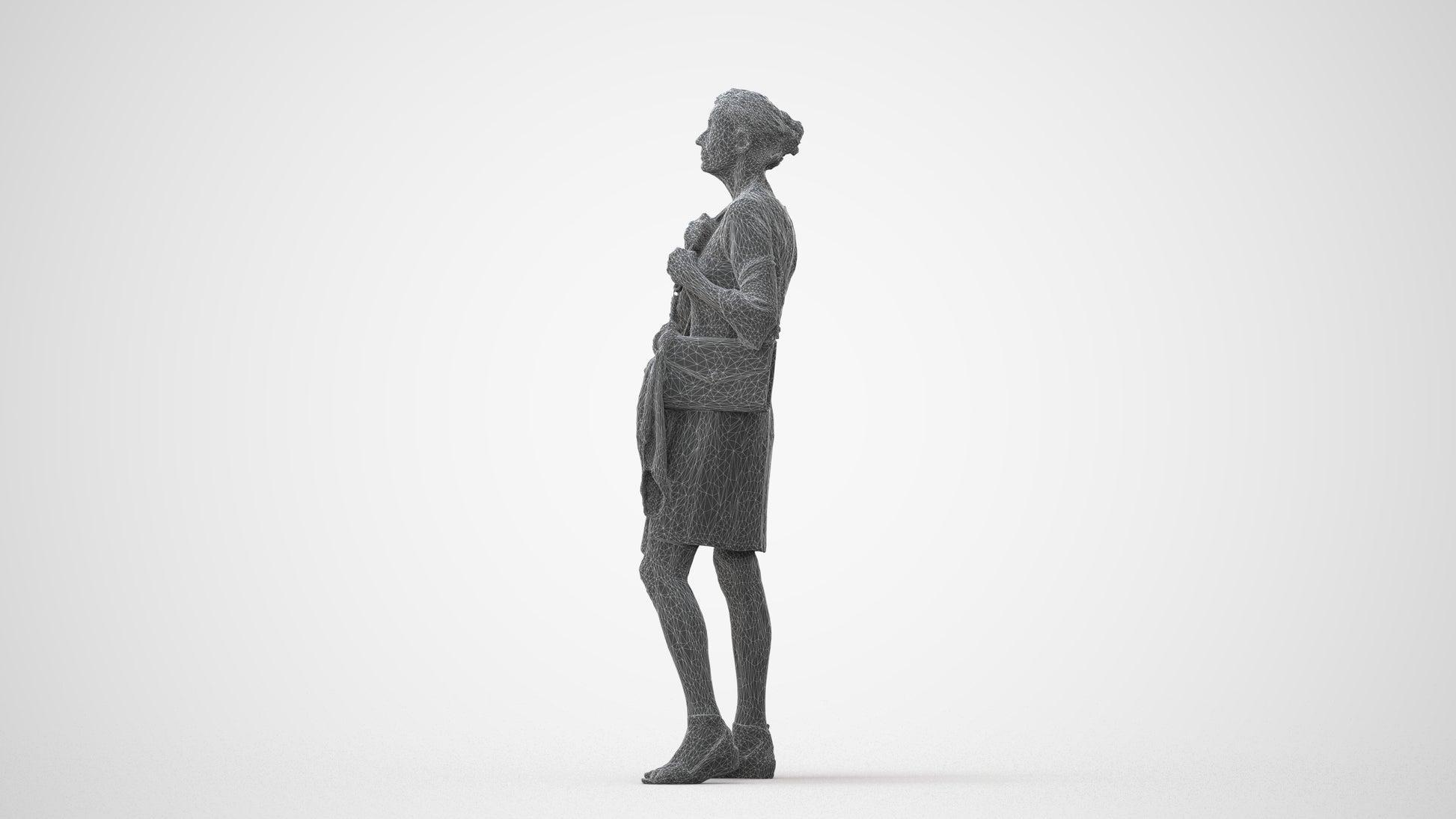 photogrammetry 3D senior woman business standing, realistic human model archviz FBX, square thumbnail