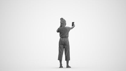 3D people model girl kids, scanned human for 3ds Max rendering, wireframe front view