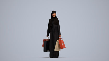 realistic 3D people woman casual shopping, render-ready for V-Ray and Corona, FBX OBJ, standing pose render