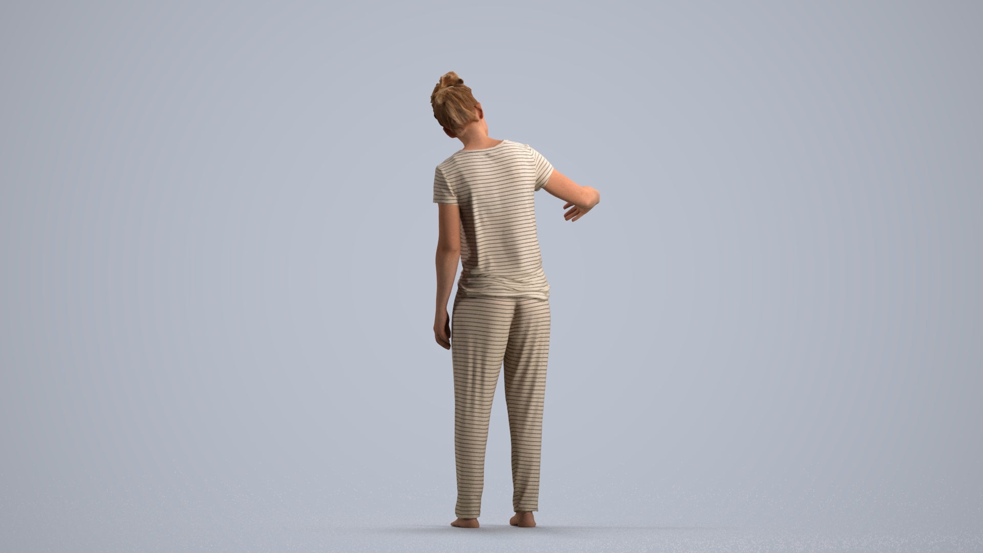 photogrammetry 3D woman bathroom, realistic human model archviz FBX, front view render