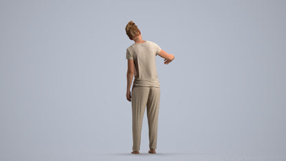 photogrammetry 3D woman bathroom, realistic human model archviz FBX, front view render