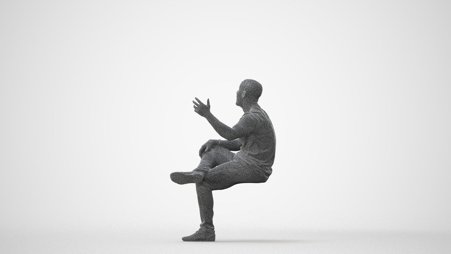 realistic 3D people man casual sitting, render-ready for V-Ray and Corona, FBX OBJ, square thumbnail
