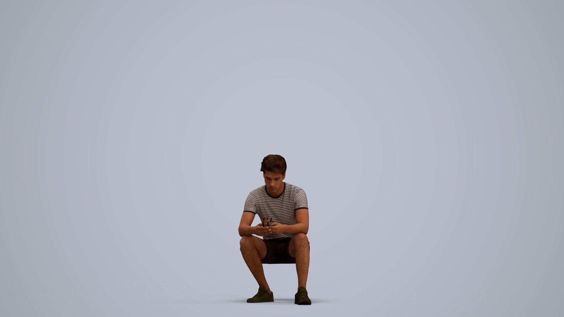 realistic 3D human man casual sitting, archviz people FBX OBJ for Blender, standing pose render