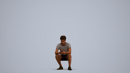 realistic 3D human man casual sitting, archviz people FBX OBJ for Blender, standing pose render