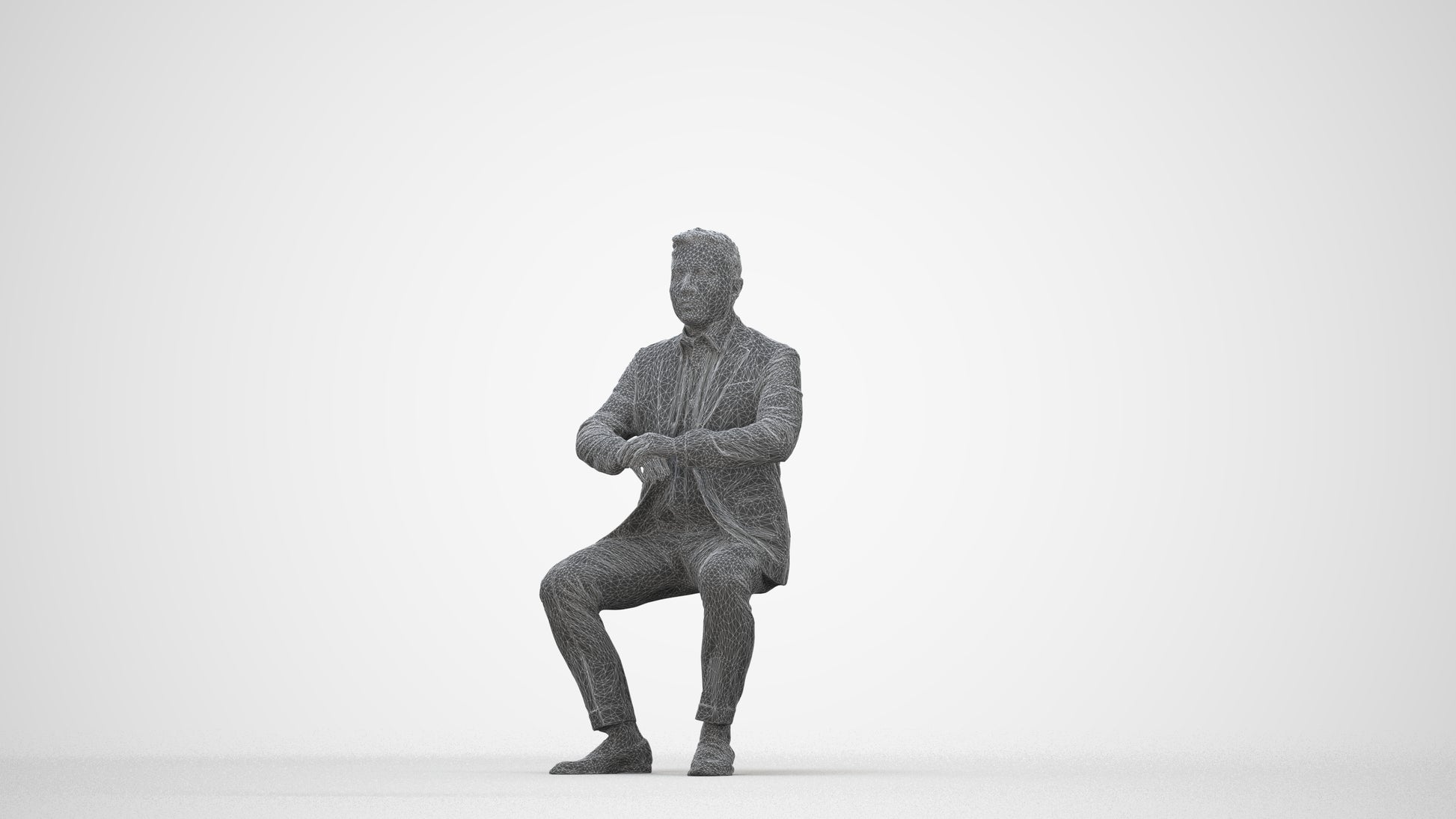 photogrammetry 3D man business, realistic human model archviz FBX, wireframe back view