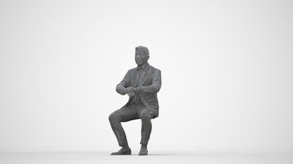 photogrammetry 3D man business, realistic human model archviz FBX, wireframe back view