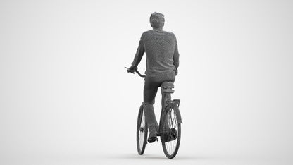 3D people model man casual cycling, scanned human for 3ds Max rendering, wireframe front view