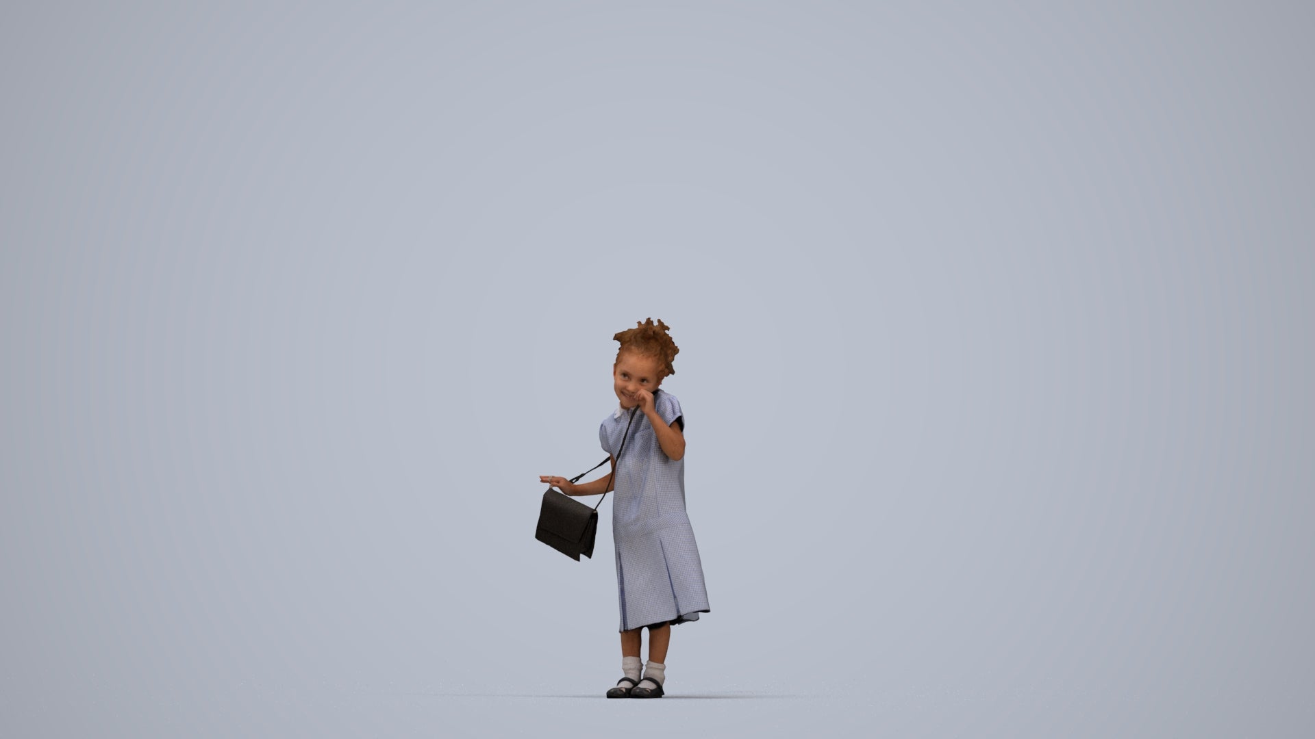 scanned 3D girl casual kids, photogrammetry people for Enscape and V-Ray, top-down view render