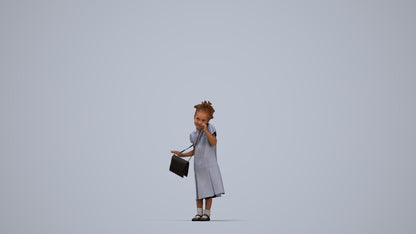 scanned 3D girl casual kids, photogrammetry people for Enscape and V-Ray, top-down view render