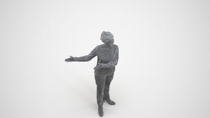 photogrammetry 3D woman casual standing, realistic human model archviz FBX, wireframe three-quarter view