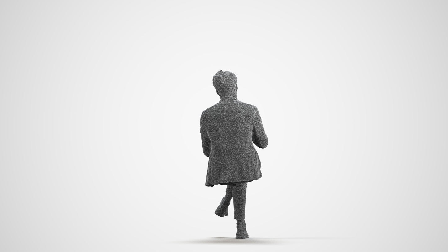 scanned 3D man business, photogrammetry people for Enscape and V-Ray, wireframe front view