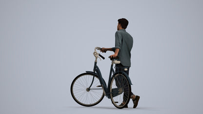 realistic 3D man casual sitting, scanned archviz people for Blender and 3ds Max, front view render
