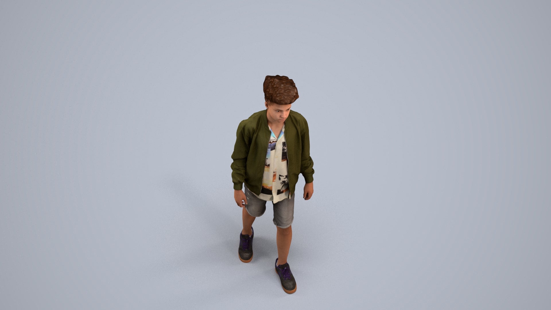 realistic 3D human boy casual kids, archviz people FBX OBJ for Blender, back view render