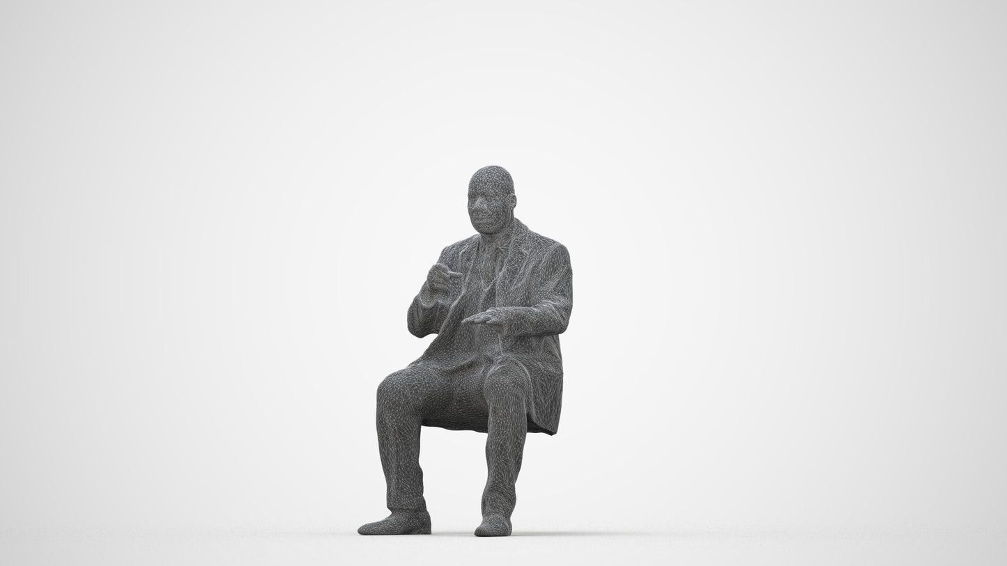 realistic 3D people man business, render-ready for V-Ray and Corona, FBX OBJ, wireframe back view