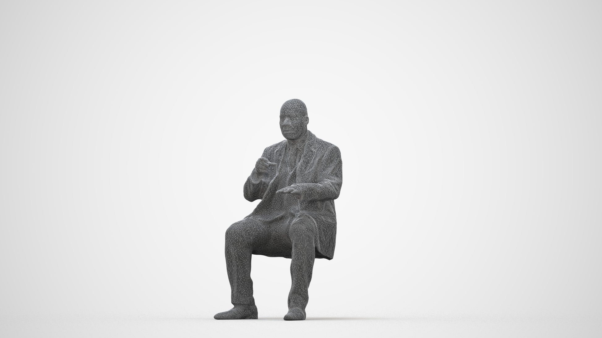 realistic 3D people man business, render-ready for V-Ray and Corona, FBX OBJ, wireframe back view
