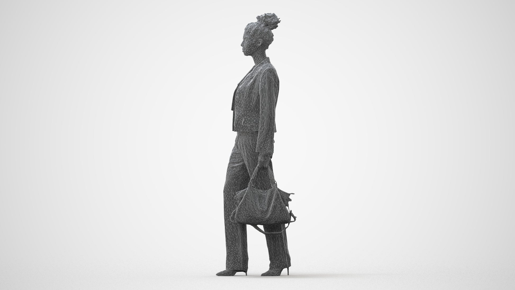 realistic 3D woman business walking, scanned archviz people for Blender and 3ds Max, square thumbnail