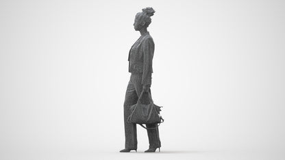realistic 3D woman business walking, scanned archviz people for Blender and 3ds Max, square thumbnail