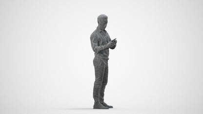 realistic 3D people man business standing, render-ready for V-Ray and Corona, FBX OBJ, wireframe side view