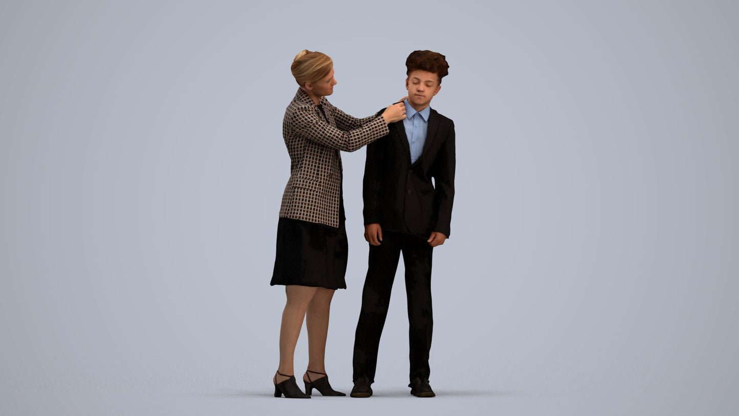 photogrammetry 3D girl kids, realistic human model archviz FBX, standing pose render