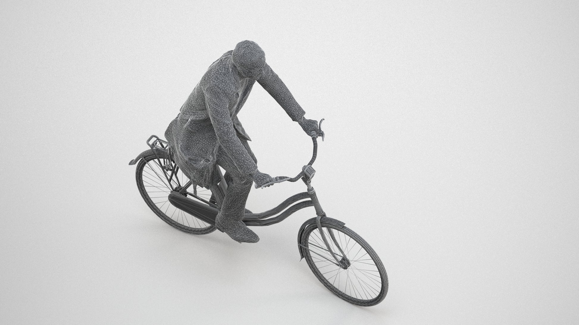 3D human model man casual mix, photogrammetry scanned person for archviz, wireframe three-quarter view
