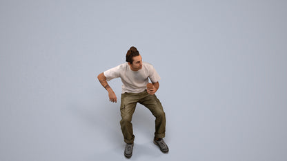 scanned 3D man casual sitting, photogrammetry people for Enscape and V-Ray, back view render