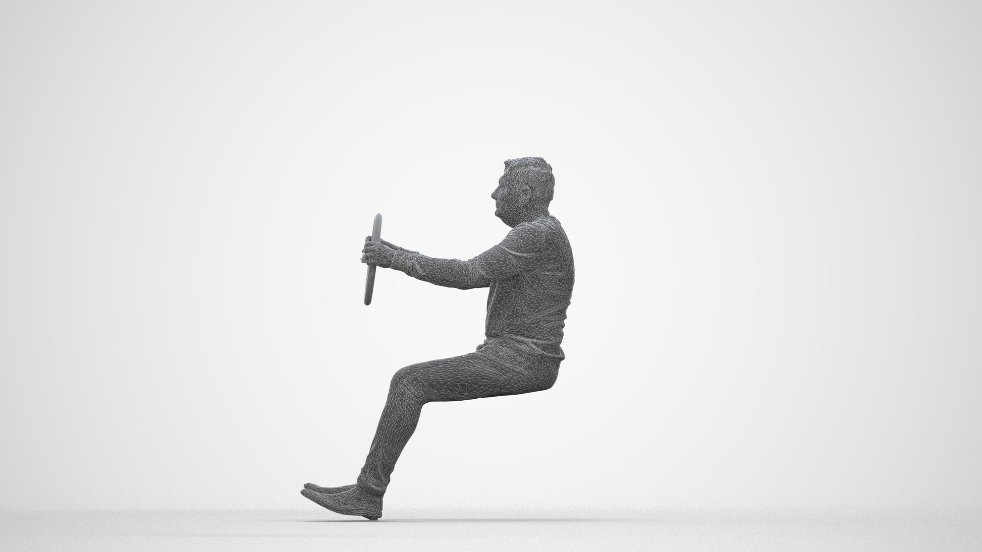 3D people model man business driving, scanned human for 3ds Max rendering, wireframe back view
