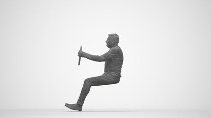 3D people model man business driving, scanned human for 3ds Max rendering, wireframe back view