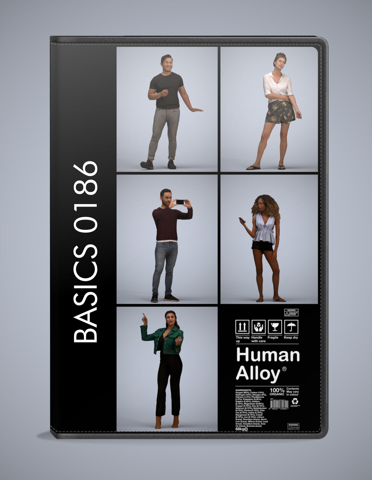 realistic 3D humans standing pack, 5 archviz people FBX OBJ for Blender