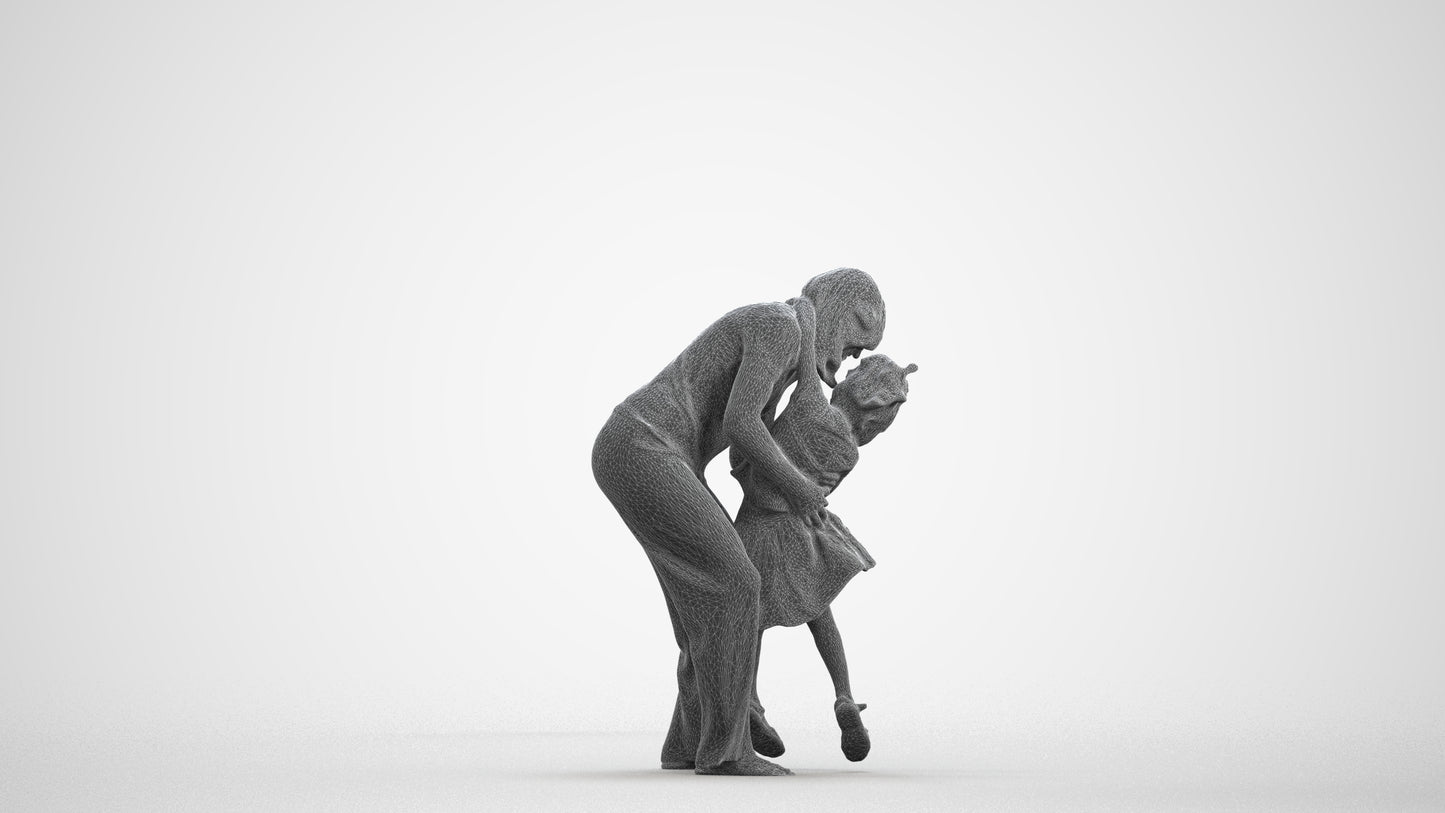 realistic 3D people girl casual kids, render-ready for V-Ray and Corona, FBX OBJ, wireframe front view