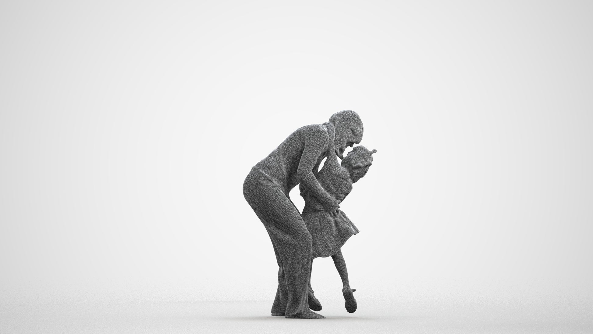 realistic 3D people girl casual kids, render-ready for V-Ray and Corona, FBX OBJ, wireframe front view