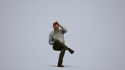photogrammetry 3D senior man casual sitting, realistic human model archviz FBX, standing pose render