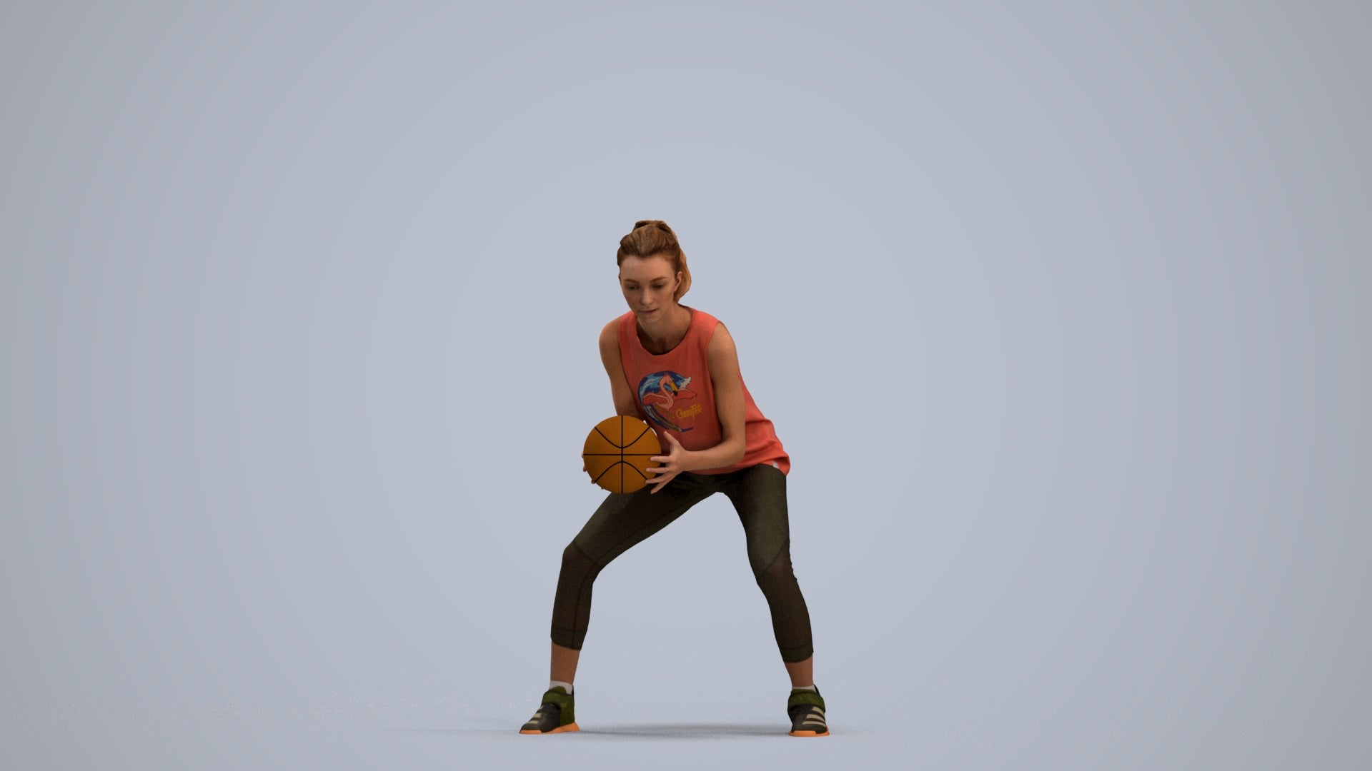 realistic 3D people woman sport, render-ready for V-Ray and Corona, FBX OBJ, standing pose render