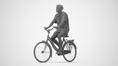 3D people model woman casual cycling, scanned human for 3ds Max rendering, wireframe back view