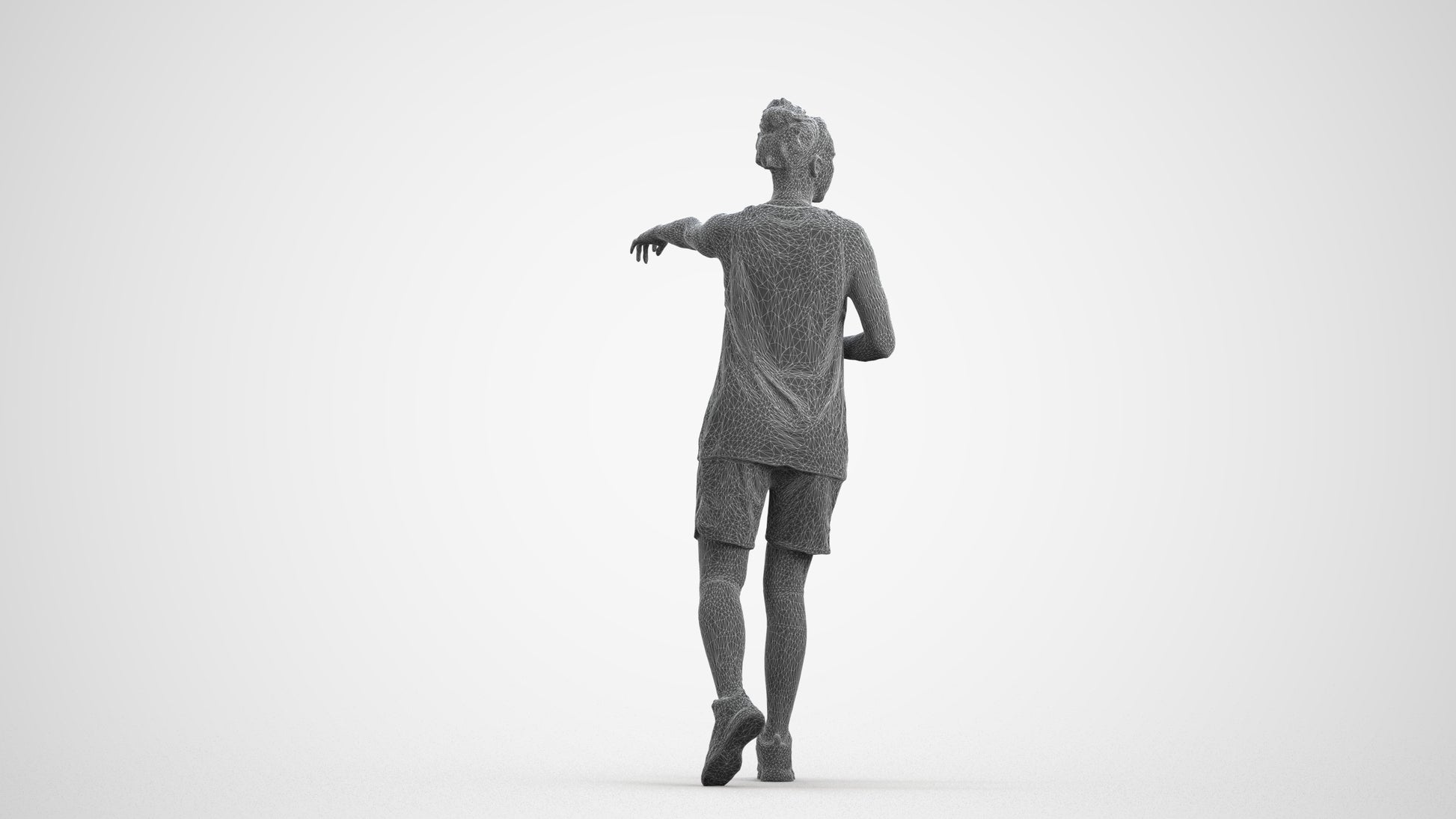 3D people model woman sport, scanned human for 3ds Max rendering, wireframe front view