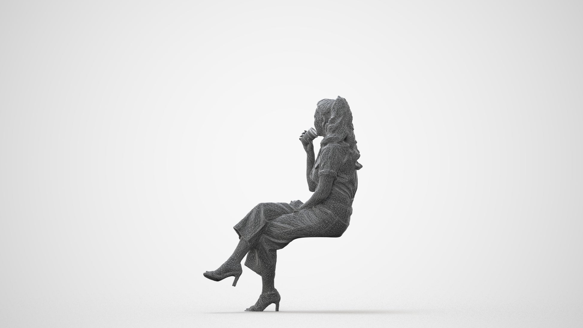 3D scanned woman sitting formal, photorealistic archviz people for Enscape and SketchUp, square thumbnail